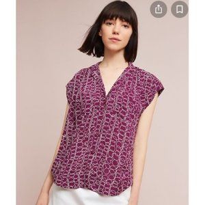 Maeve Raffine Purple Heart Swirl Blouse Medium